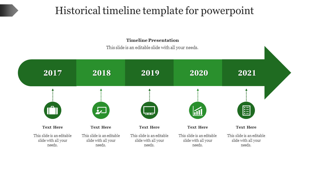 historical timeline template for powerpoint-Green